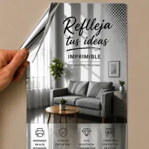 Vinilo Plata Espejo Imprimible (efecto espejo real tipo espejo convencional)