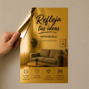 Vinilo Oro Espejo efecto real imprimible MetaliK®