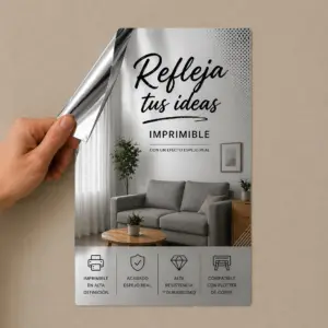 Vinilo Plata Espejo efecto real imprimible MetaliK®