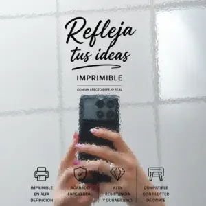 Vinilo Plata Espejo Imprimible (efecto espejo decorativo – reflejo difuso)