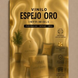 Vinilo Oro Espejo Imprimible (efecto espejo decorativo- reflejo difuso)