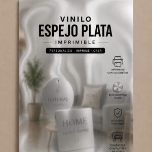 Vinilo Plata Espejo Imprimible (efecto espejo decorativo – reflejo difuso)