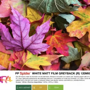 Vinilo sin PVC Spider blanco mate trasera blanca (P) – 120 micras
