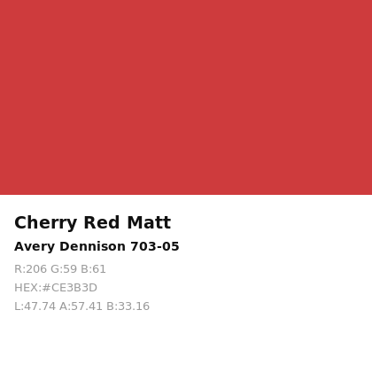 Vinilo de corte Avery 700 Rojo Cereza Mate 703-05 Cherry Red Matt
