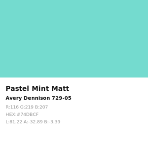 Vinilo de corte Avery 700 Menta Pastel Mate 729-05 Pastel Mint Matt