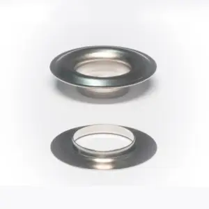 Ollado + arandela flat de acero acabado níquel de 12 mm para olladoras automáticas