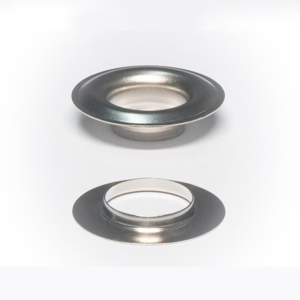 Ollado + arandela flat de acero acabado níquel de 12 mm para olladoras automáticas