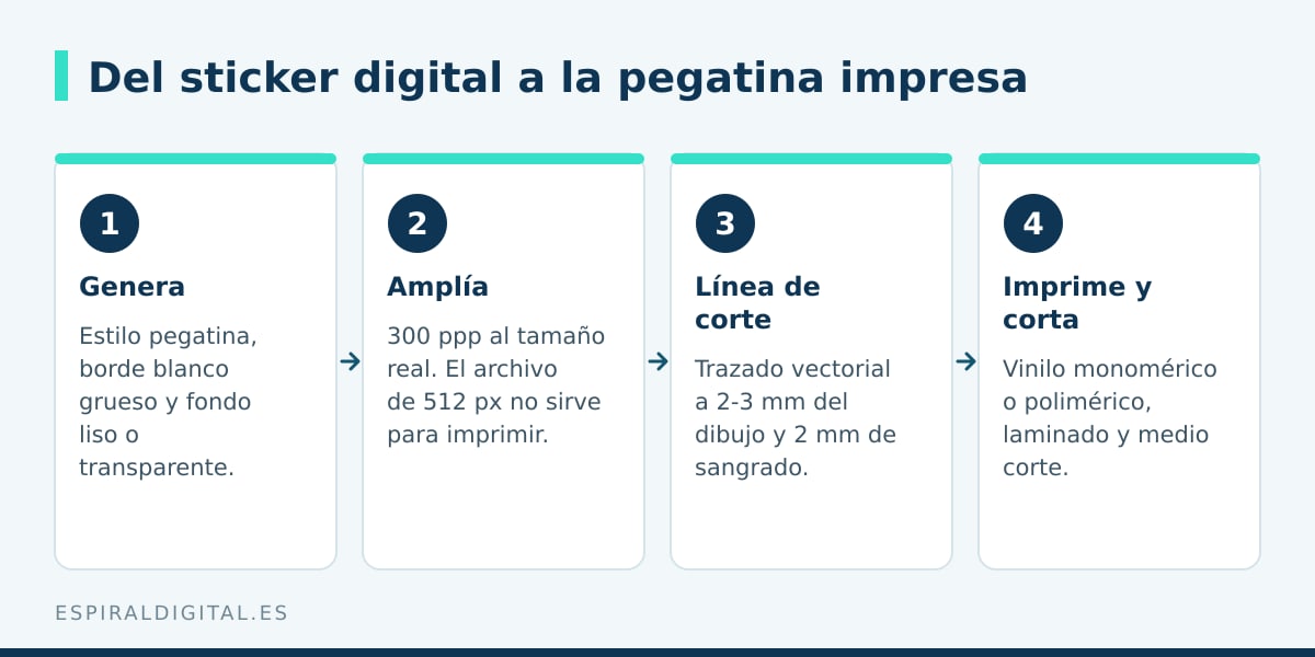 Pasos para imprimir como pegatina un sticker creado con IA