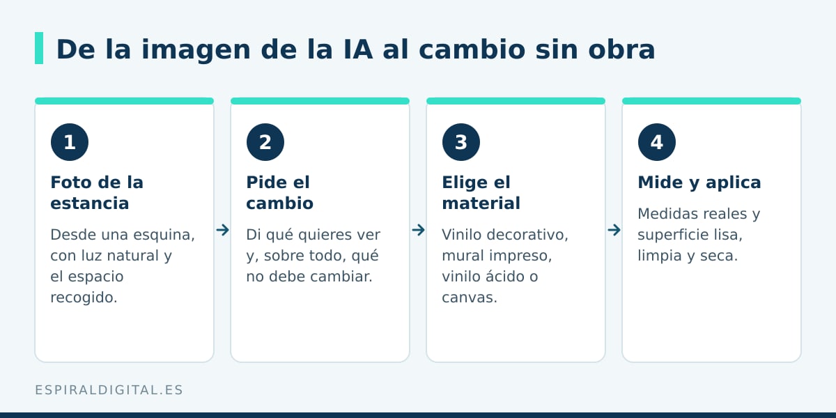 Pasos para llevar a la realidad sin obra un interior diseñado con IA